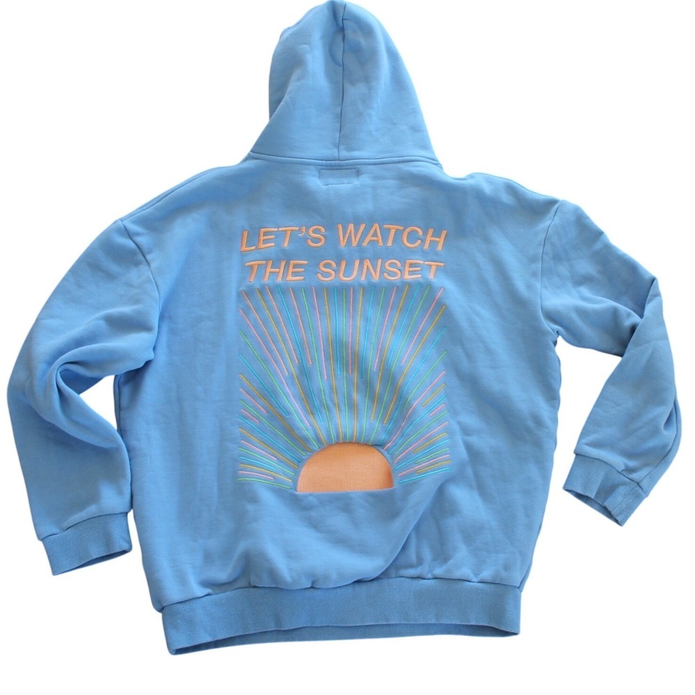 Dandy Worldwide Lets Watch The Sunset Blue Embroidered Hoodie Sweatshirt XL